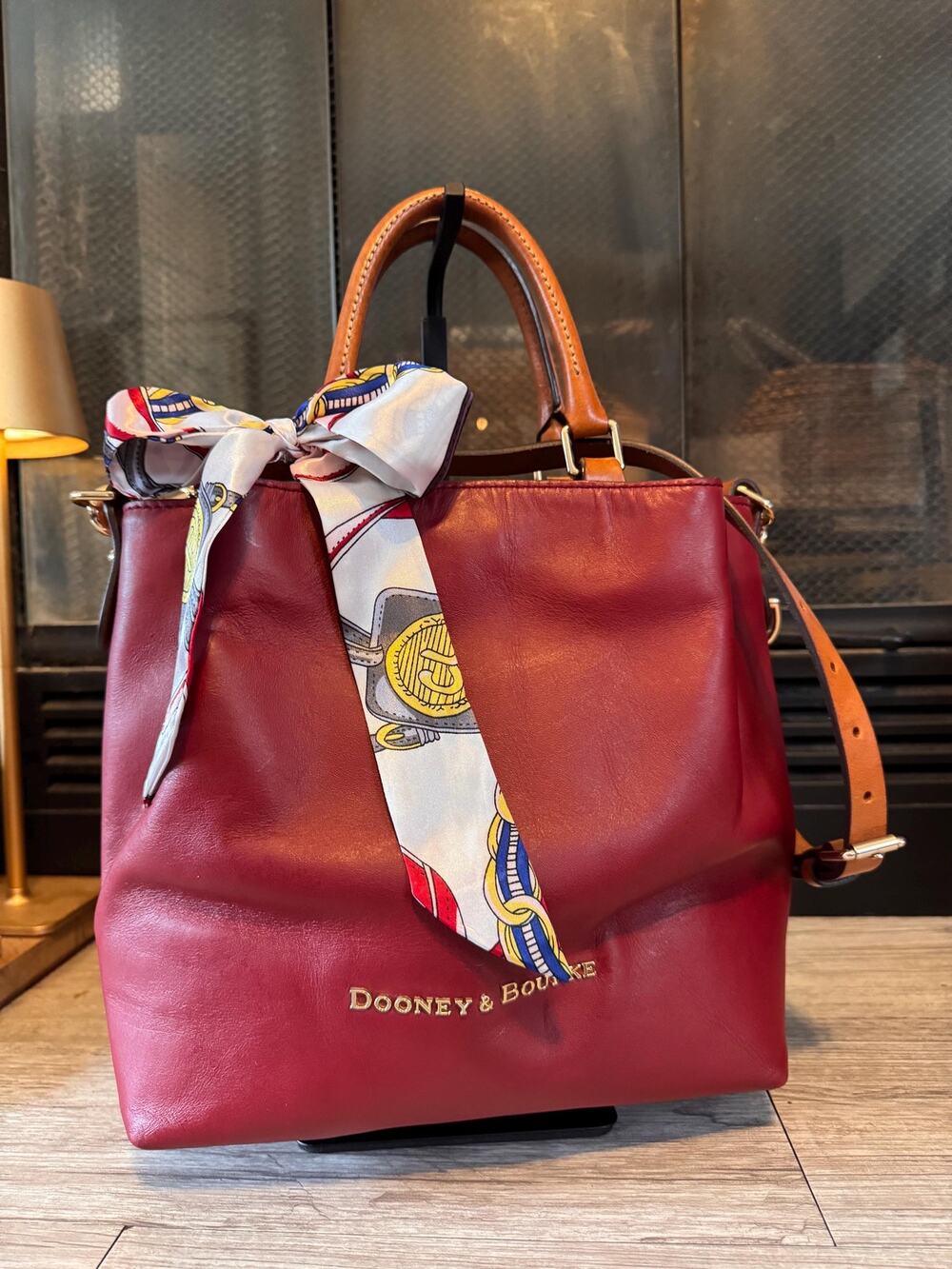 Scarlet red Dooney and Bourke Brenna Florentine leather satchel purse